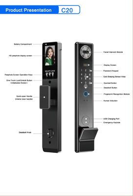 Αδιάβροχο TTlock Tuya App Fingerprint Code Card Key Smart Lock Door
