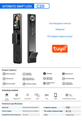 Αδιάβροχο TTlock Tuya App Fingerprint Code Card Key Smart Lock Door